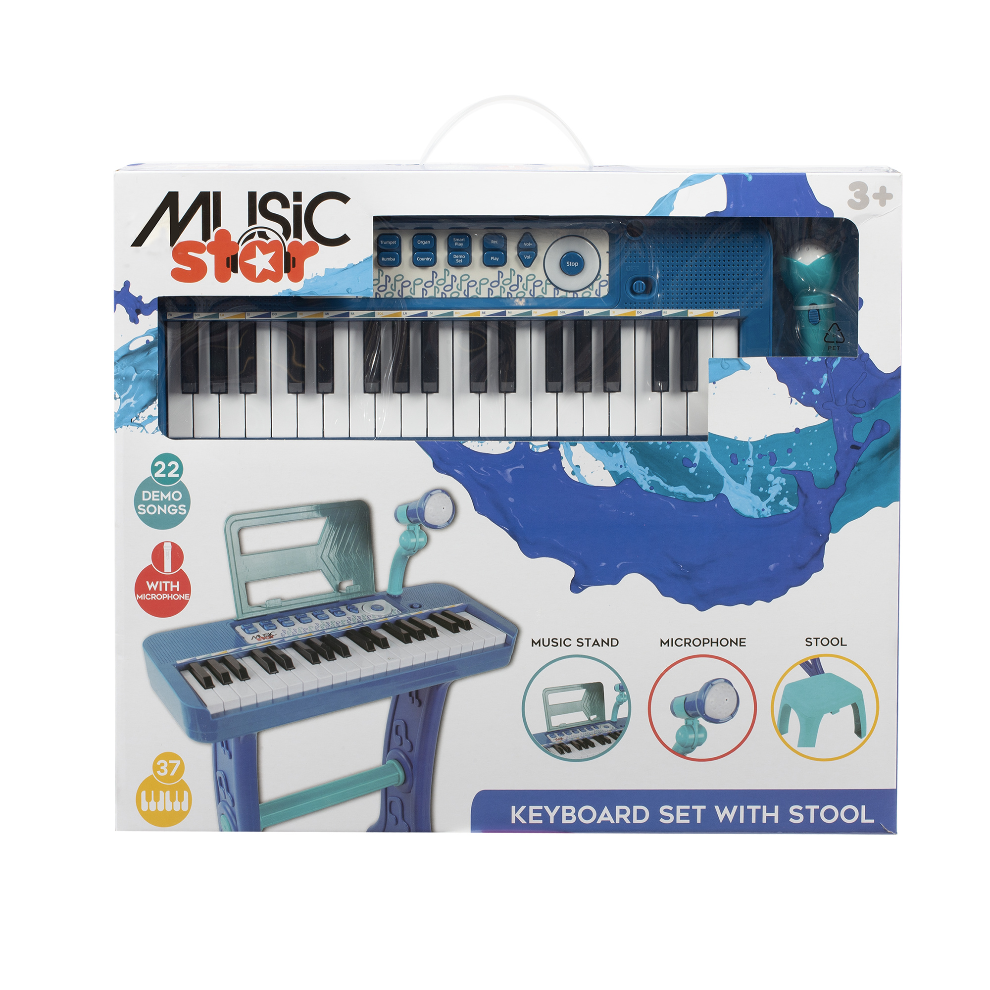 Tastiera musicale 37 tasti con sgabello - blu - music star 3+ - Superstar