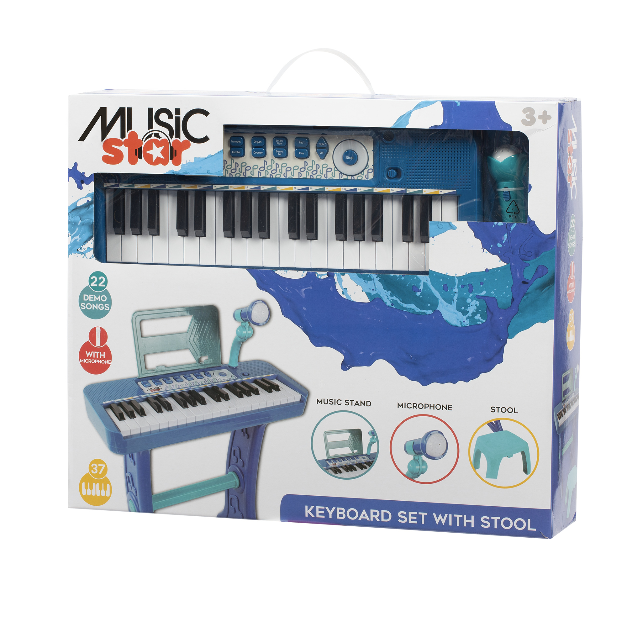 Tastiera musicale 37 tasti con sgabello - blu - music star 3+ - Superstar