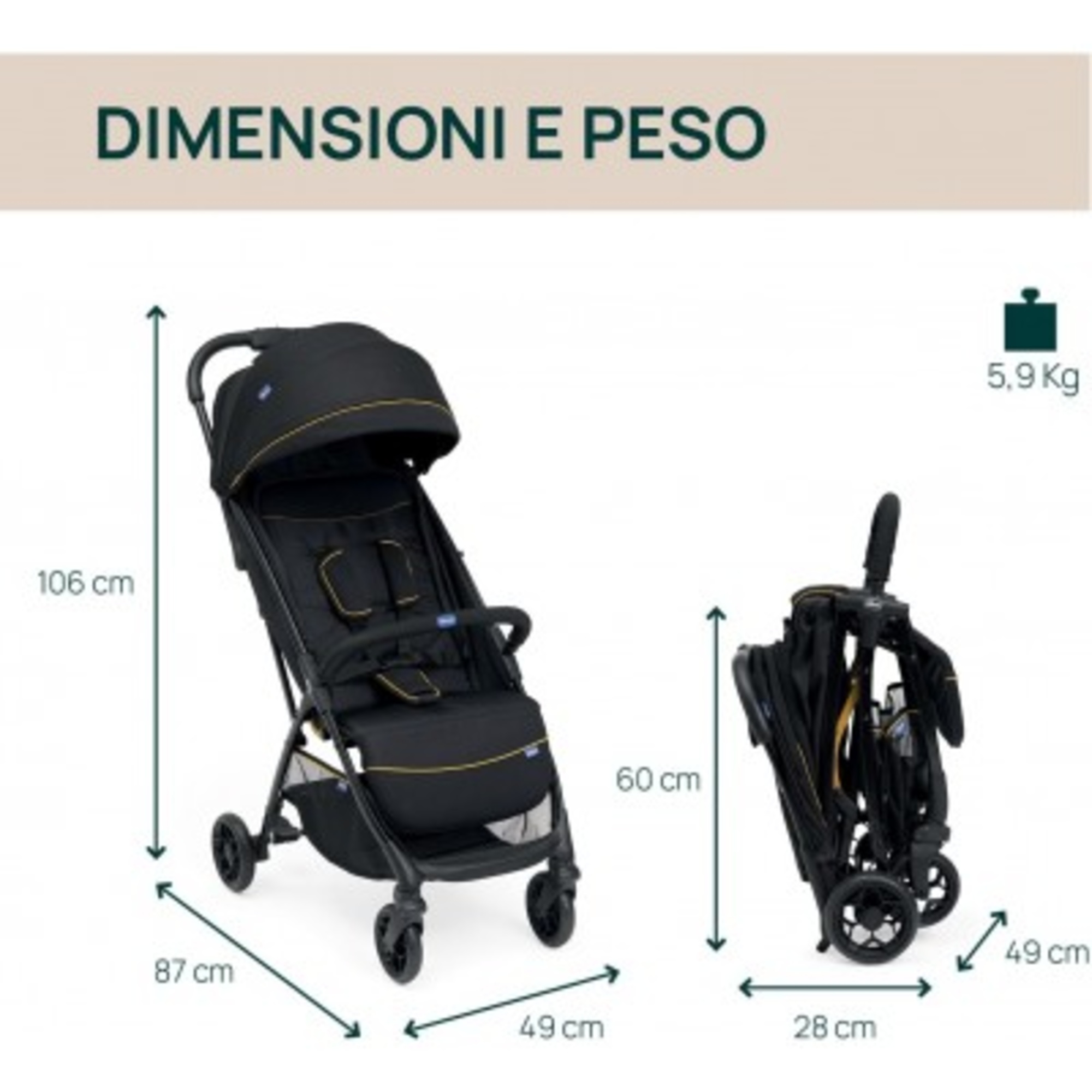 Passeggino glee grey melange - chicco - Chicco