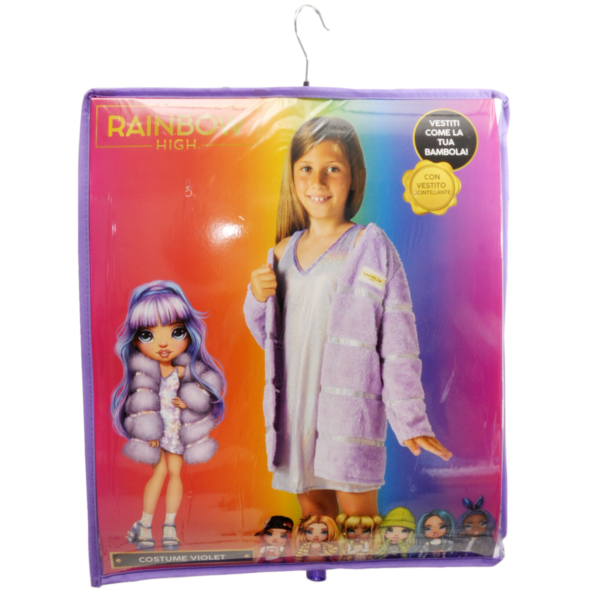 Costume  originale violet delle rainbow high con  abito e pelliccia ecologica - 10-12 anni - RAINBOW HIGH