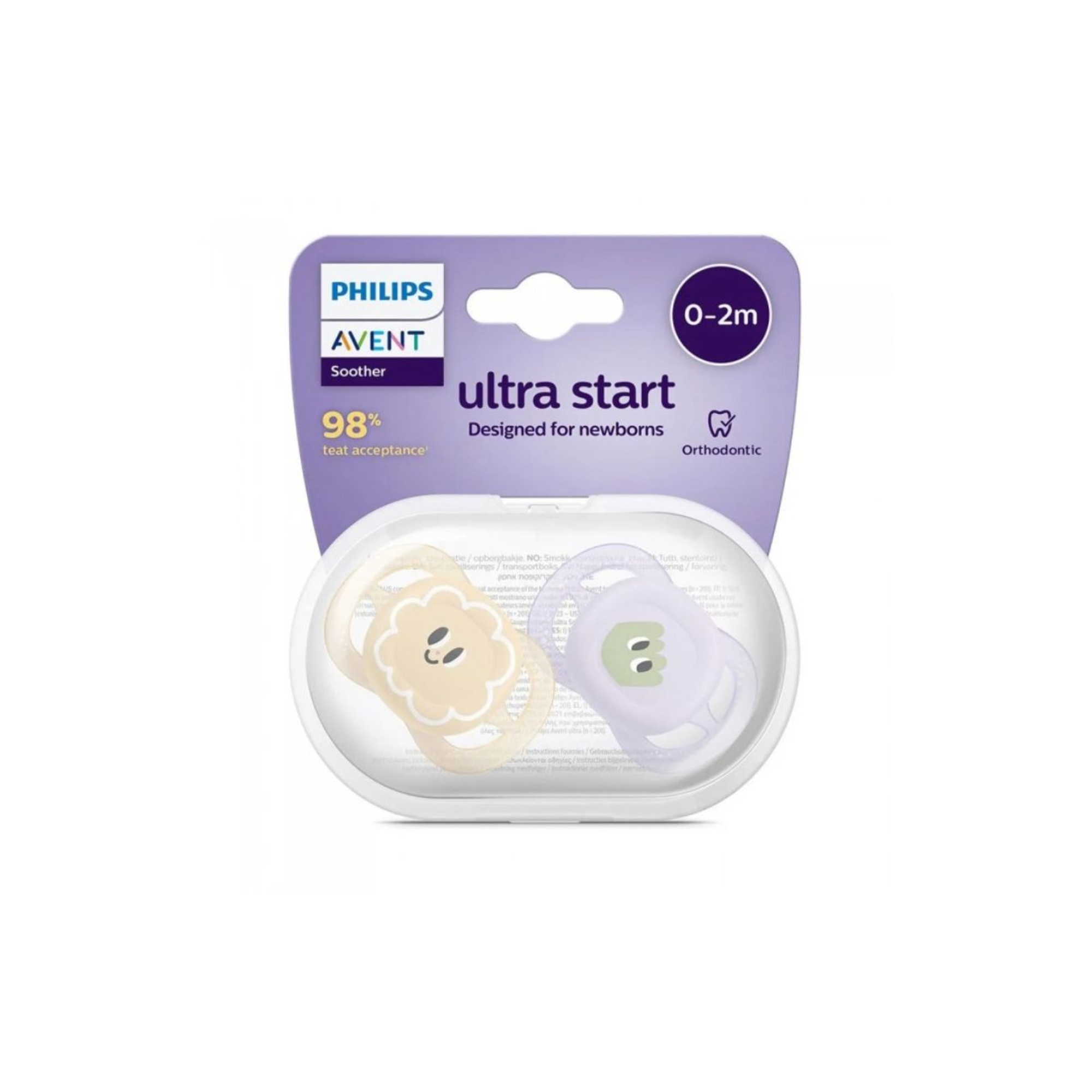 Ultra start scf075/07 ciuccio notturno in viola/giallo - philips - Avent