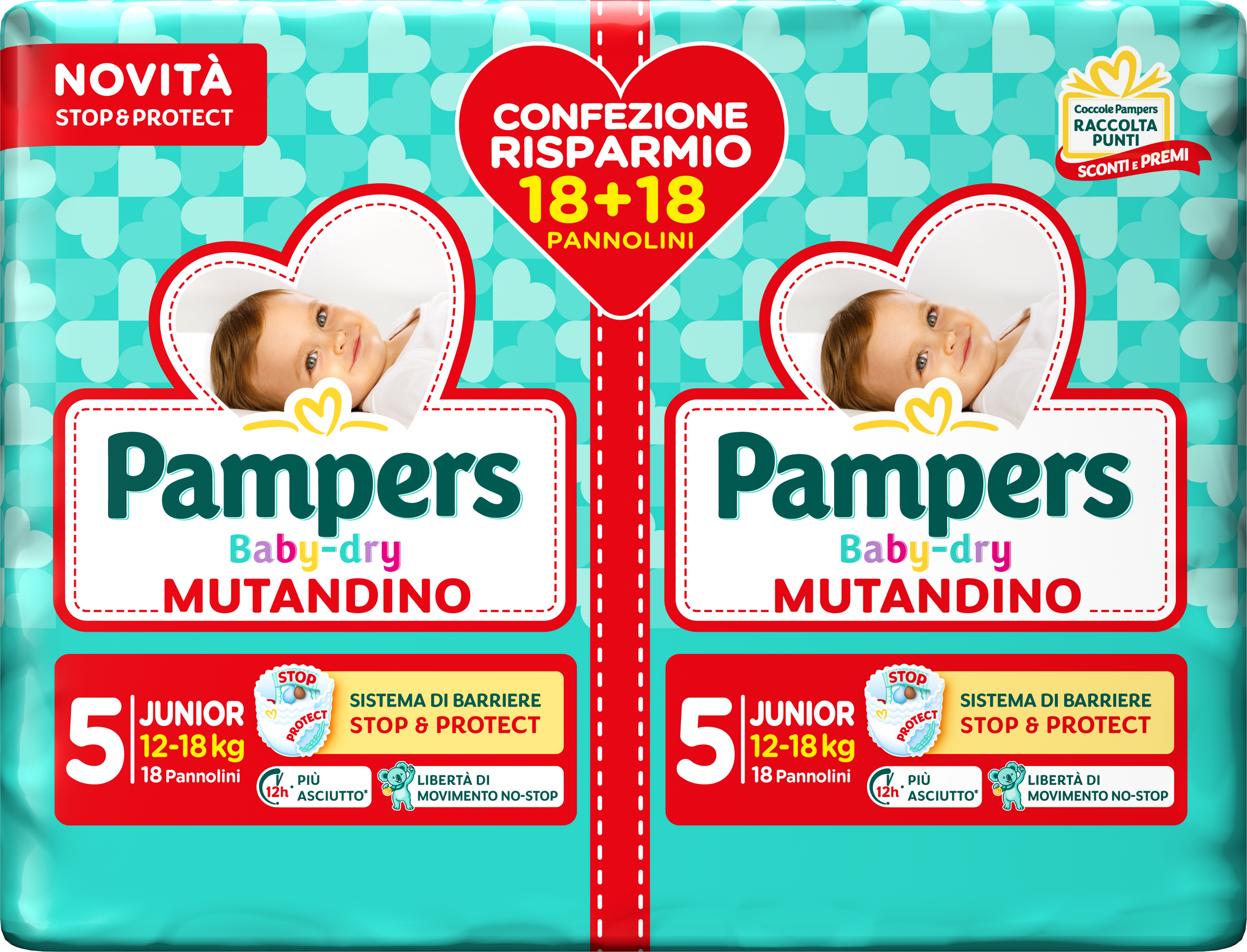 Baby dry mutandino junior pacco doppio x36 - pampers - Pampers