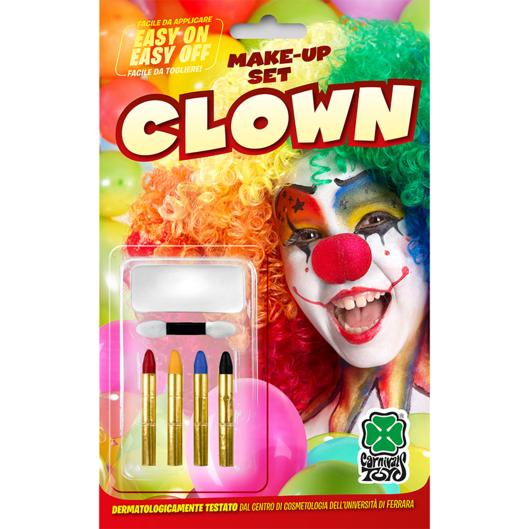 Fondotinta bianco clown e 4 matite in blister - CARNIVAL TOYS