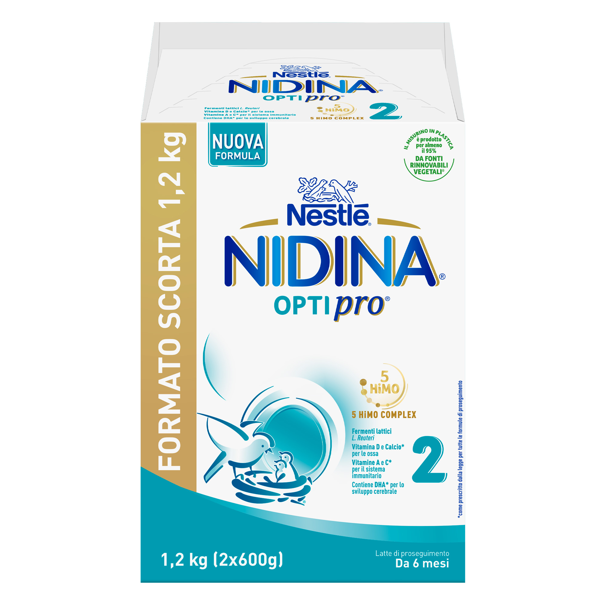 Nidina optipro 2 da 6 mesi, latte di proseguimento in polvere, 1,2 kg (2x600g) - nestlé - NESTLE'