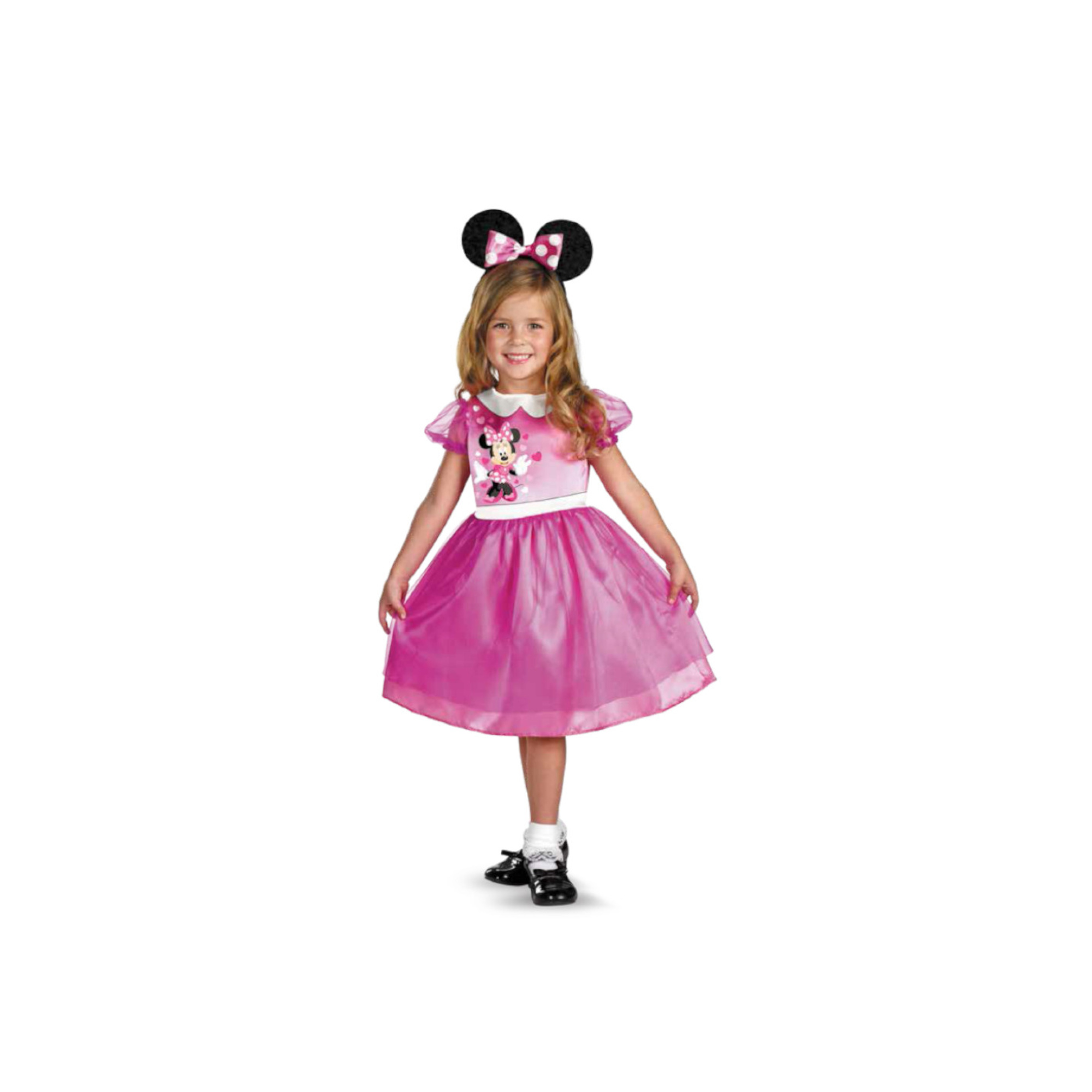 Costume fuxia di minnie con abito stampato e cerchietto con orecchie e fiocco - 3-4 anni - Minnie