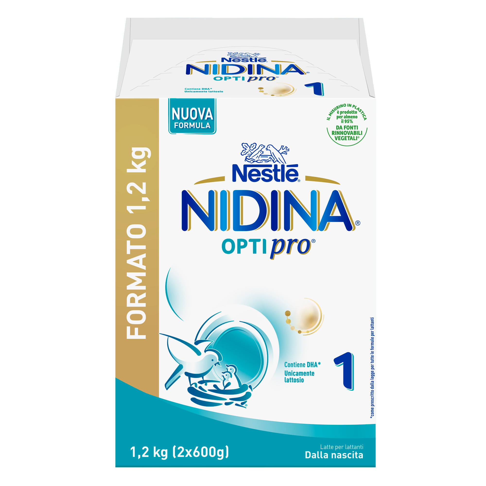 Nidina optipro 1 dalla nascita latte in polvere - 1.2 kg (2x600g) -nestlé - NESTLE'