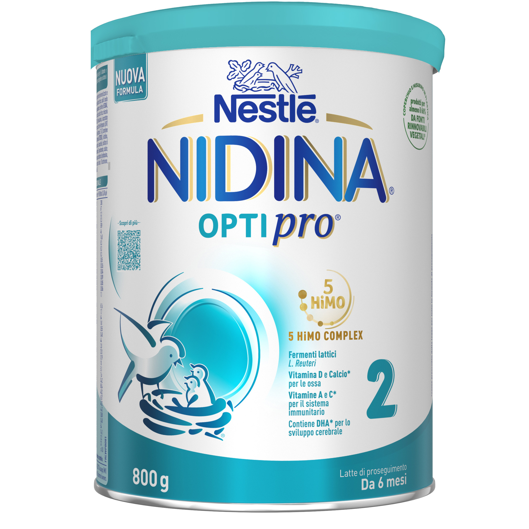 Nestlé nidina optipro 2 da 6 mesi, latte di proseguimento in polvere, latta da 800g - NESTLE'