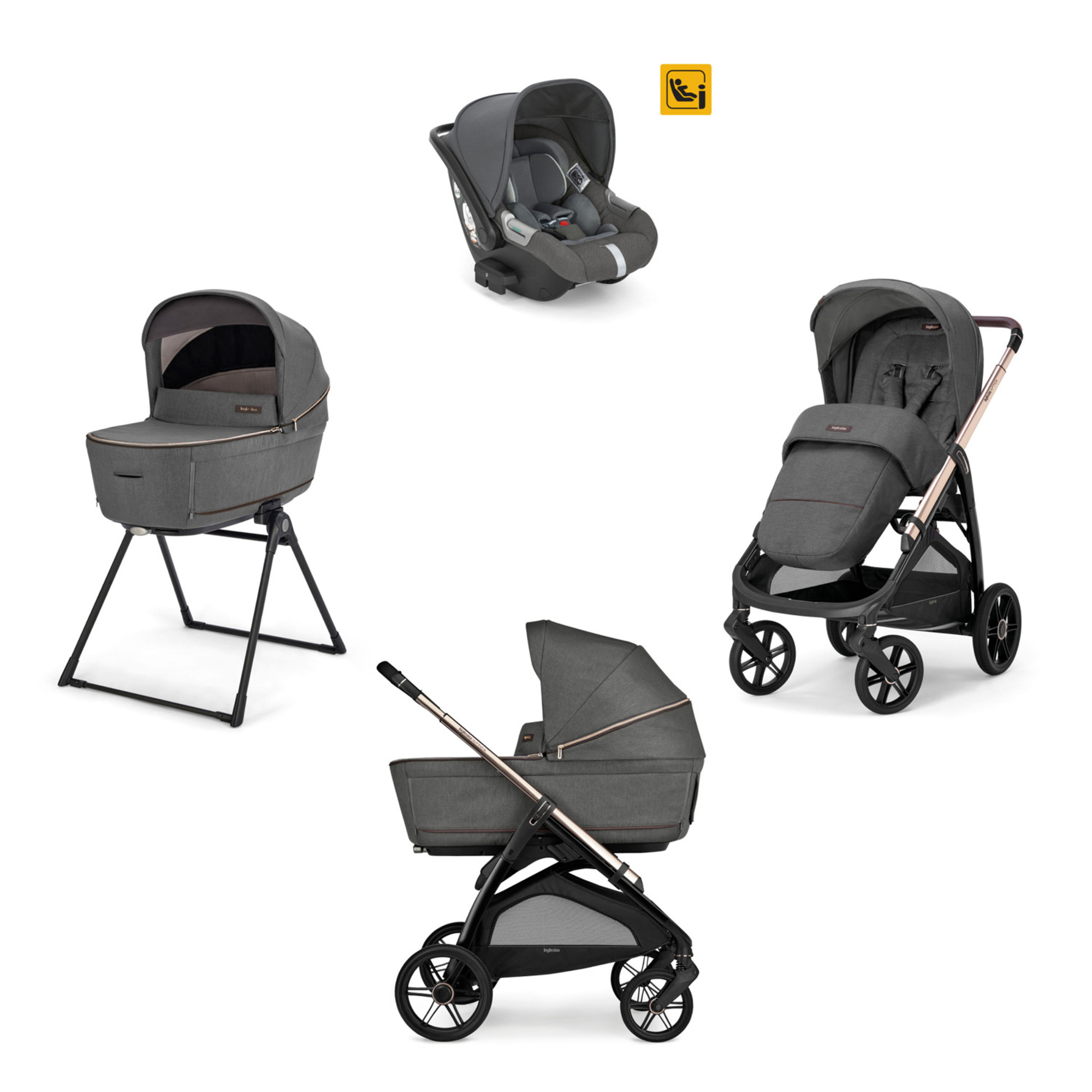 Trio system4 aptica drw velvet grey + telaio palladio - inglesina - Inglesina