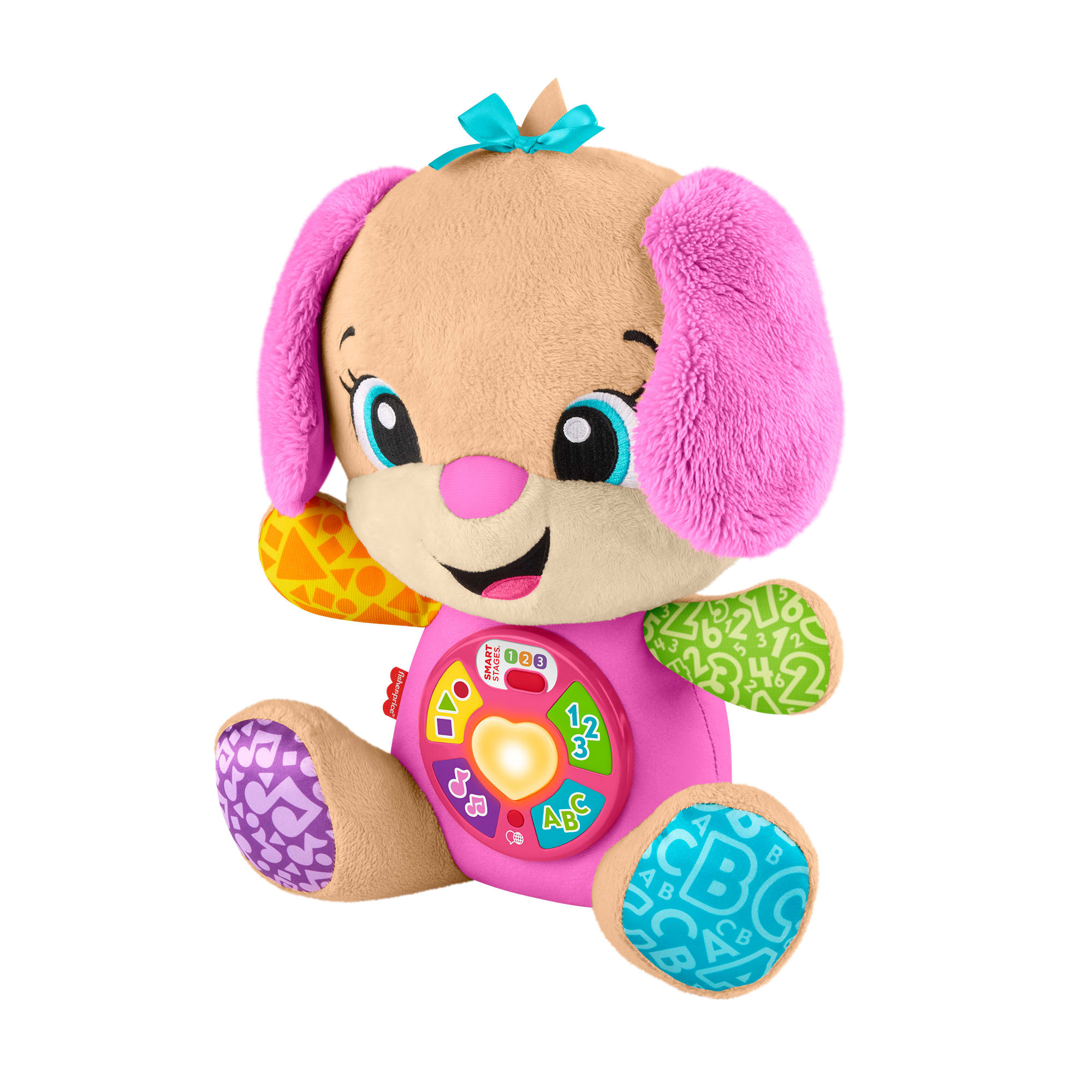 Fisher-price - la sorella di cagnolino smart stages, peluche rosa musicale per l'apprendimento con luci, suoni e frasi - FISHER PRICE