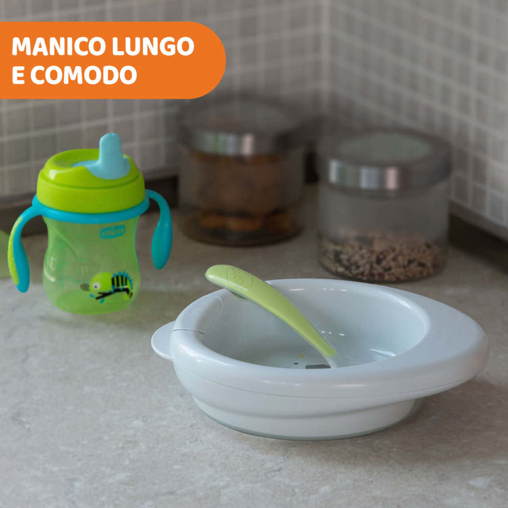 Cucchiaino morbido silicone 6m+ grigio con case - chicco - Chicco