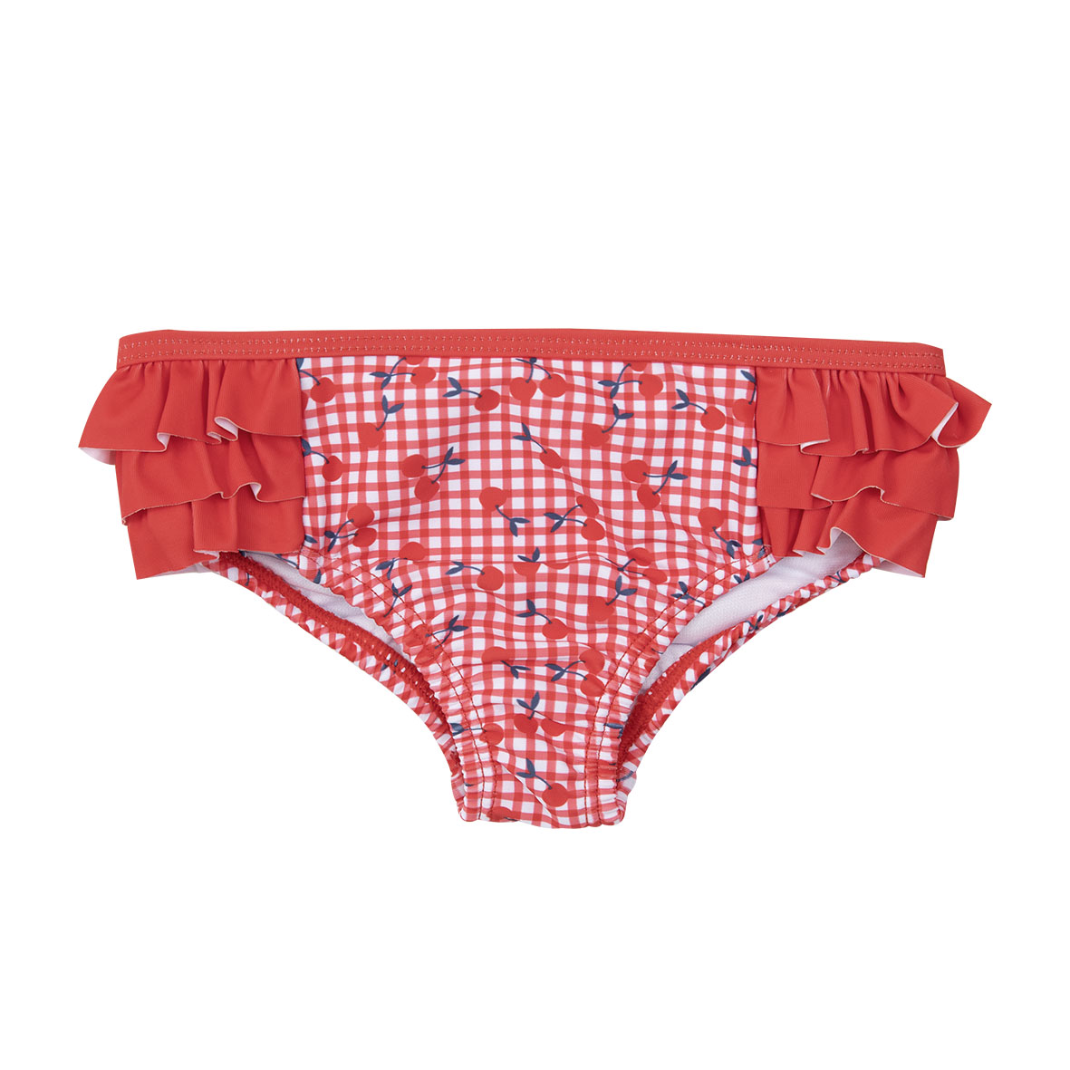 Costume slip bimba rosso stampato con frill - Mawi