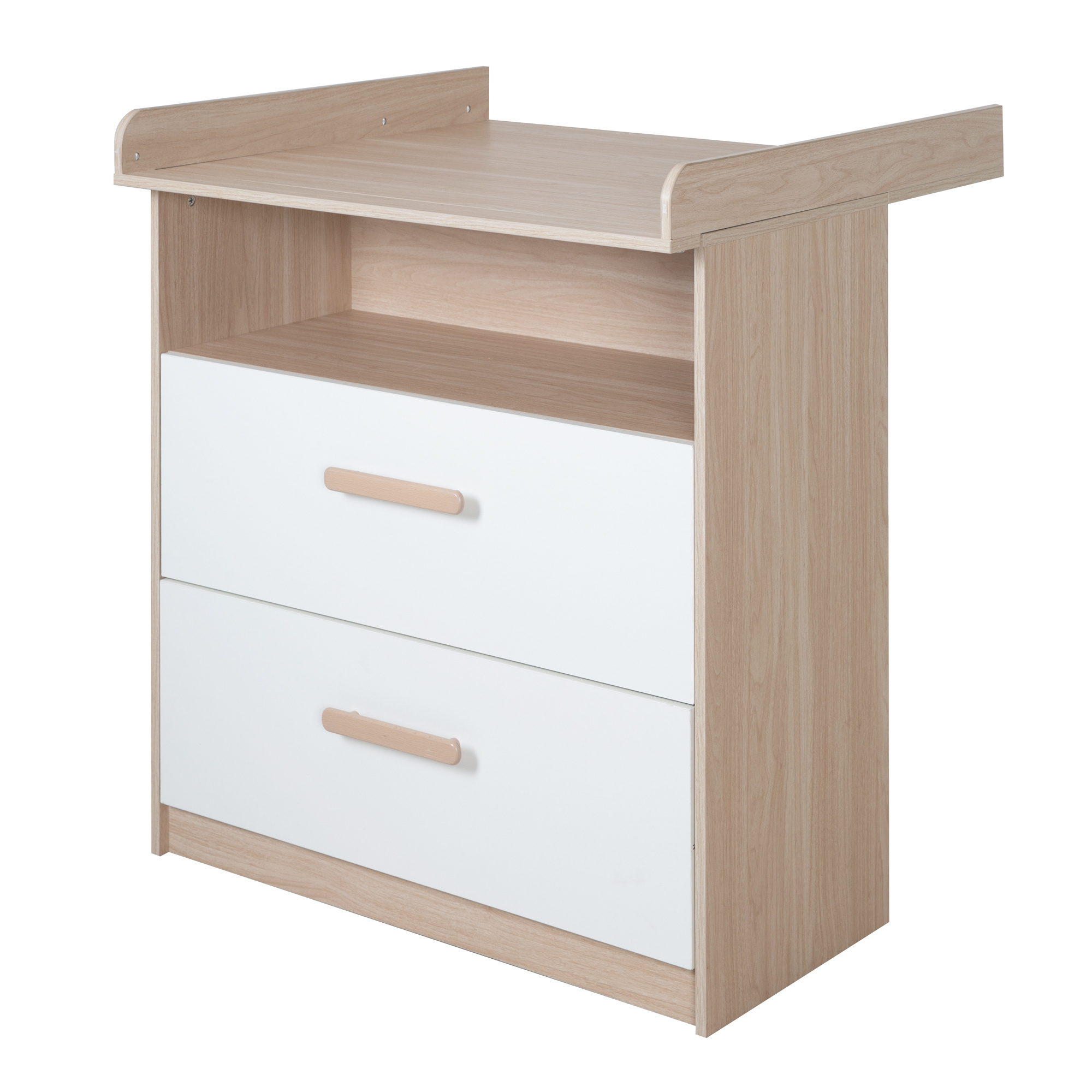 Cassettiera fasciatoio, 2 cassetti + 1 ripiano naturale bianco - roba - ROBA GMBH
