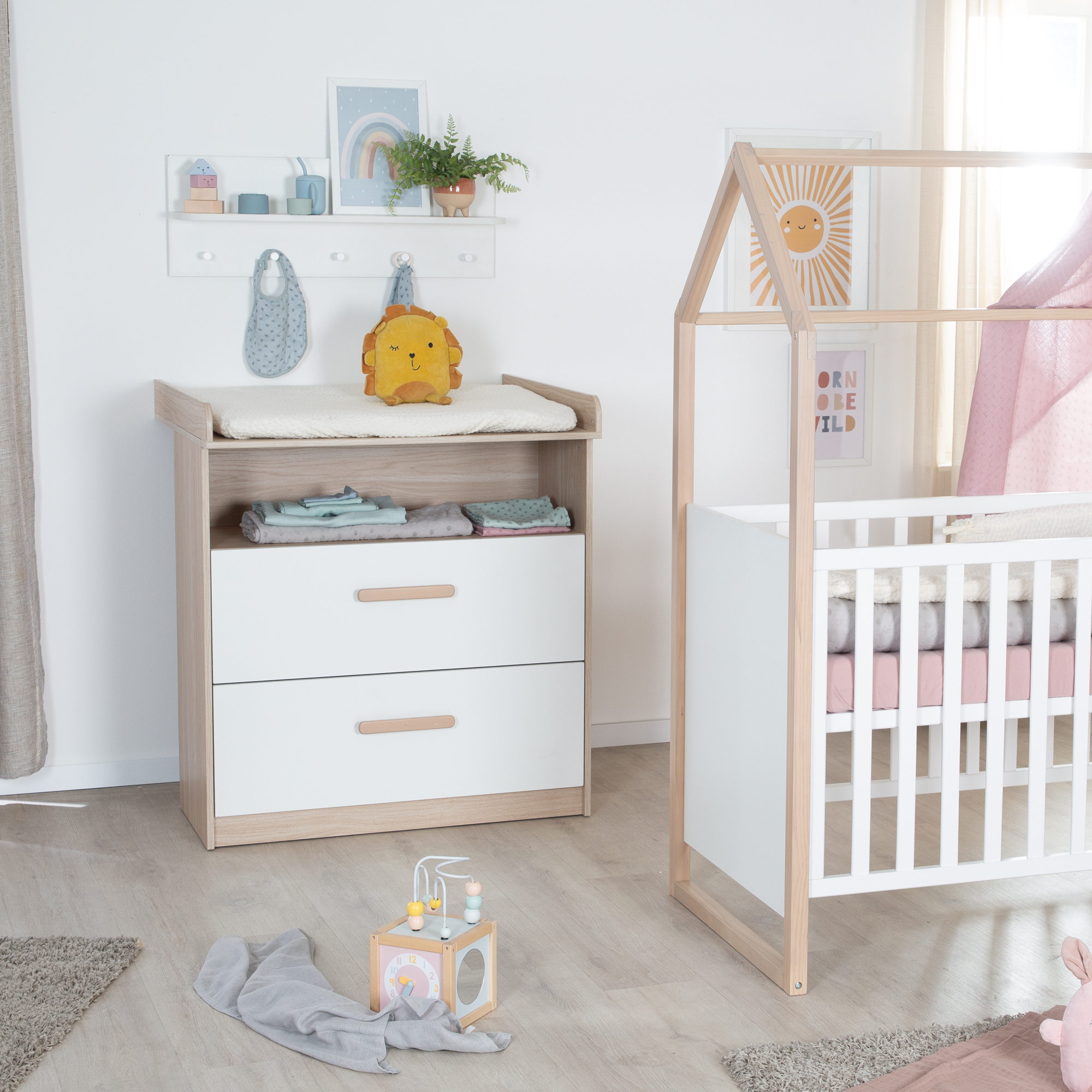 Cassettiera fasciatoio, 2 cassetti + 1 ripiano naturale bianco  - roba - ROBA GMBH