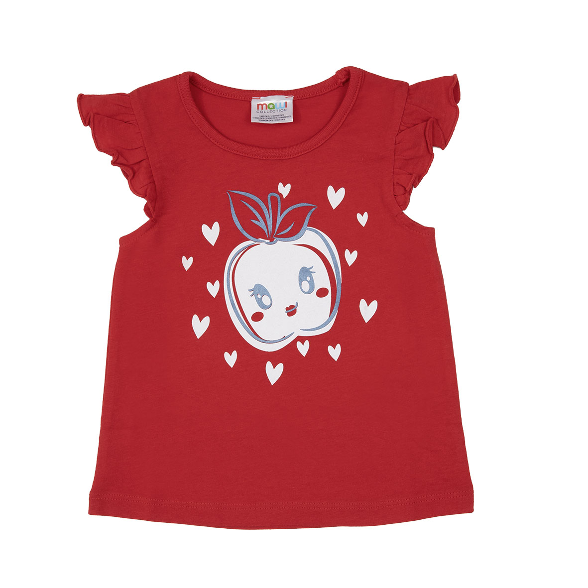 T-shirt giromanica rossa bimba con frill - Mawi