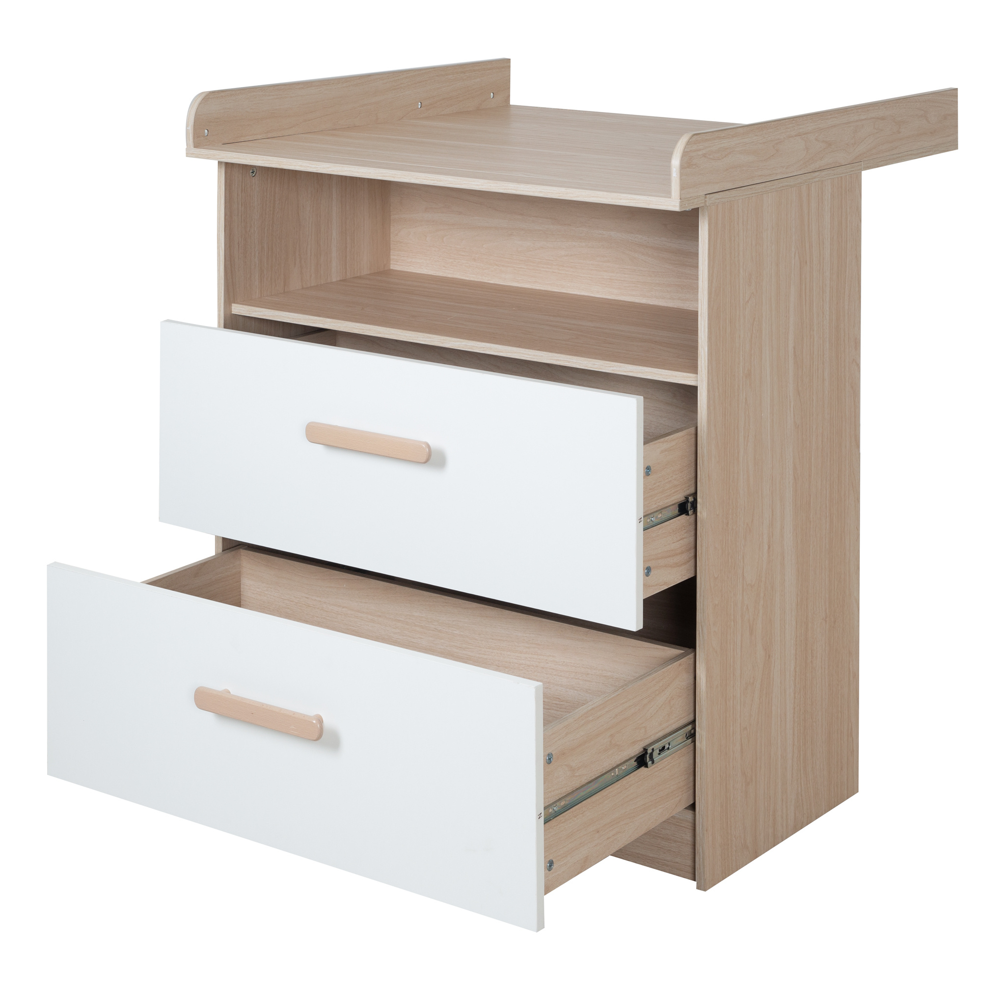 Cassettiera fasciatoio, 2 cassetti + 1 ripiano naturale bianco  - roba - ROBA GMBH