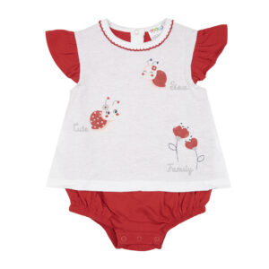 Pagliaccetto jersey bimba bianco/rosso - Mawi