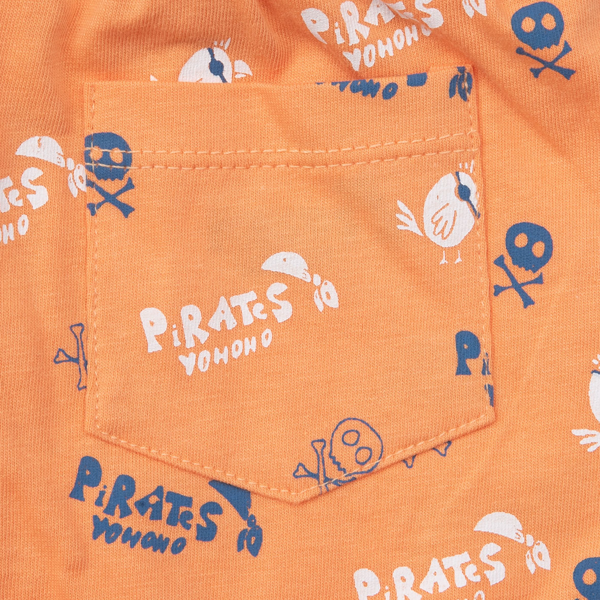 Short jersey bimbo arancio stampa pirati - Mawi