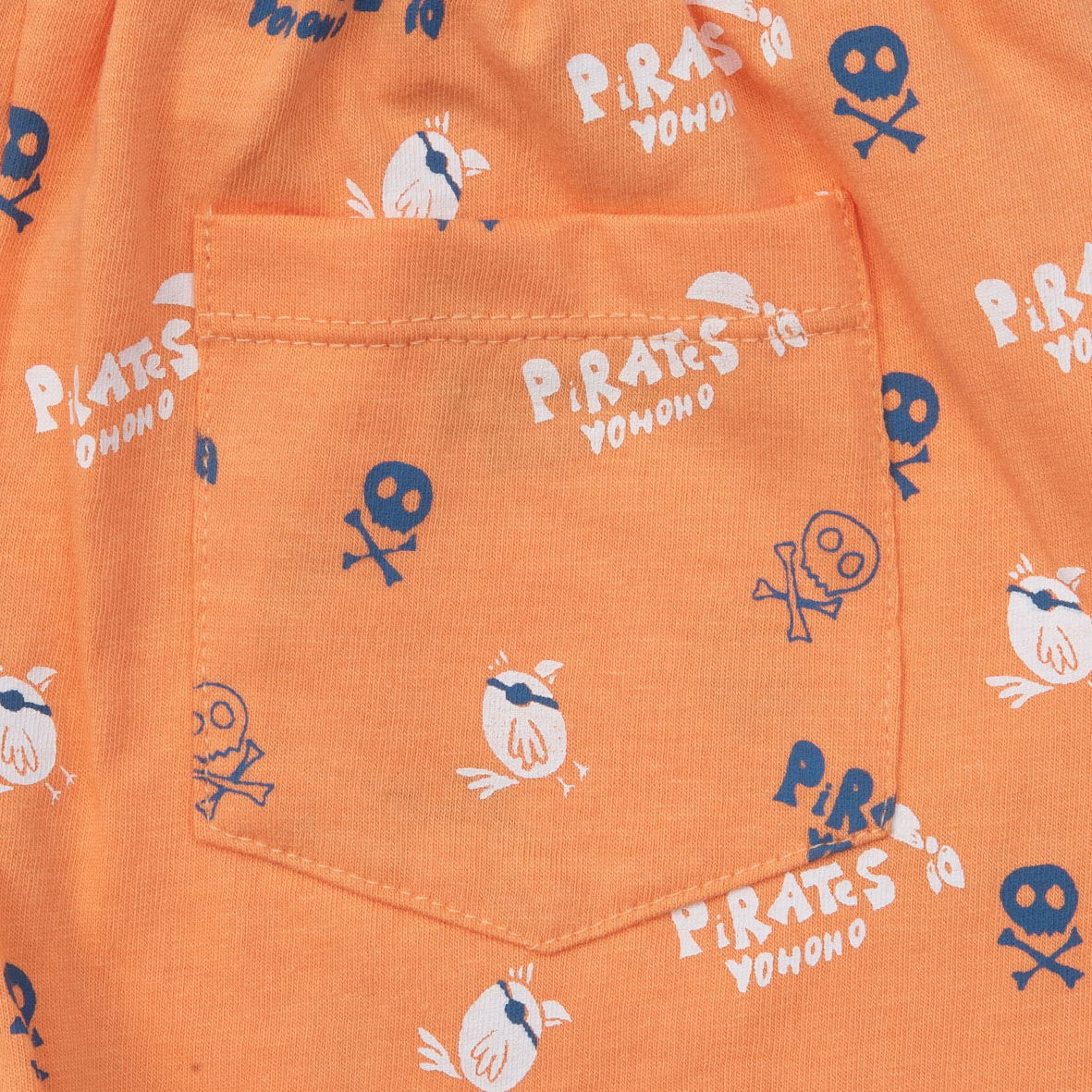 Short jersey bimbo arancio stampa pirati - Mawi