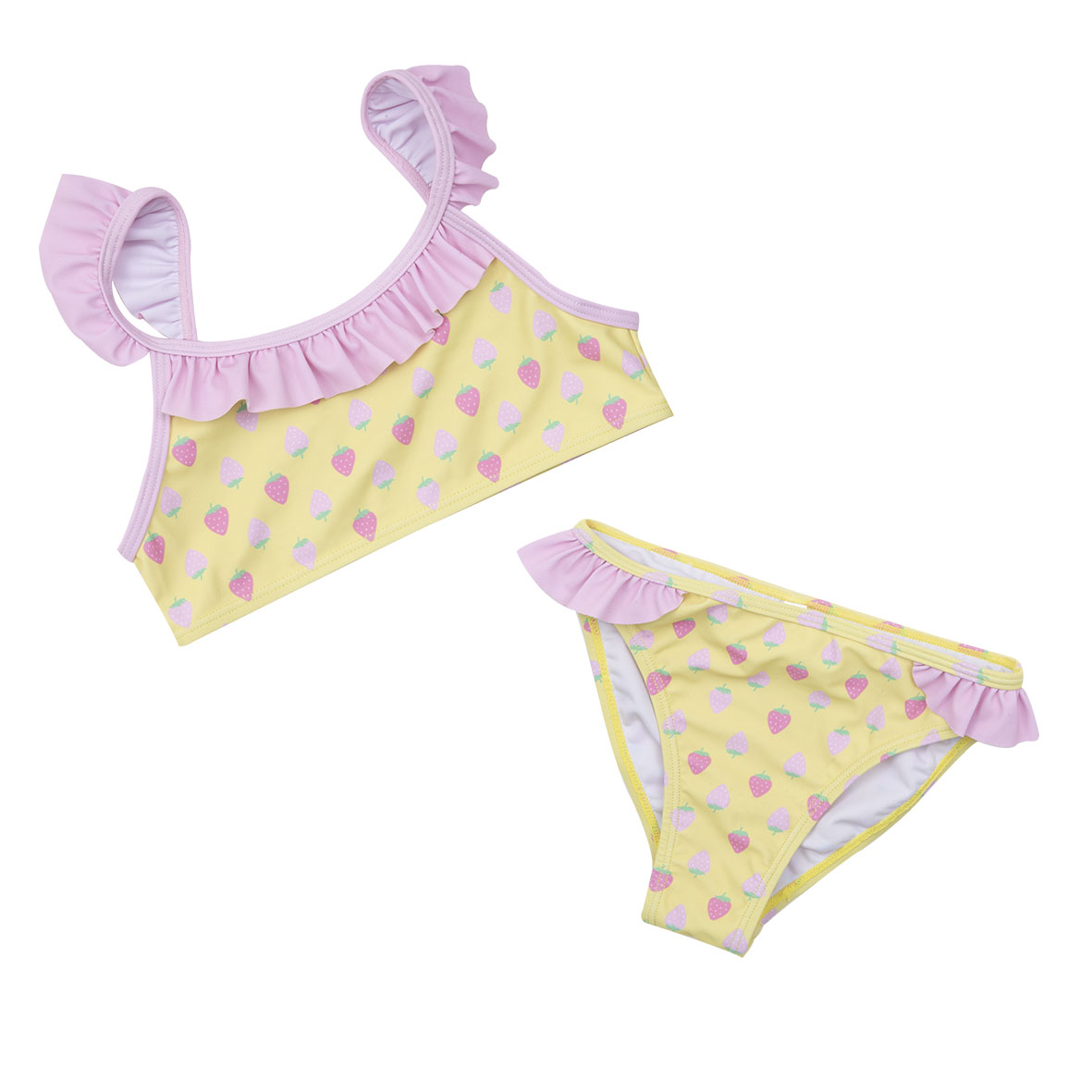Costume bimba due pezzi con frill giallo/rosa - Mawi