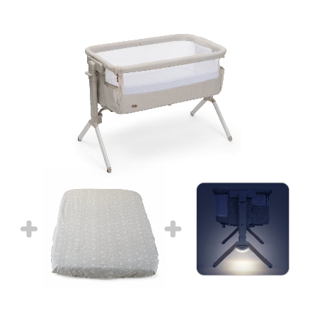 Chc-next2me armonia motherpearl + set lenzuola culla 2pz n2m grey fox + chc-nightlight accessory for n2m -