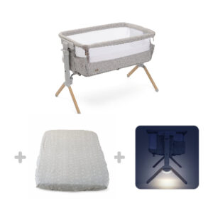 Chc-next2me armonia scandinavian + set lenzuola culla 2pz n2m grey fox + chc-nightlight accessory for n2m - 