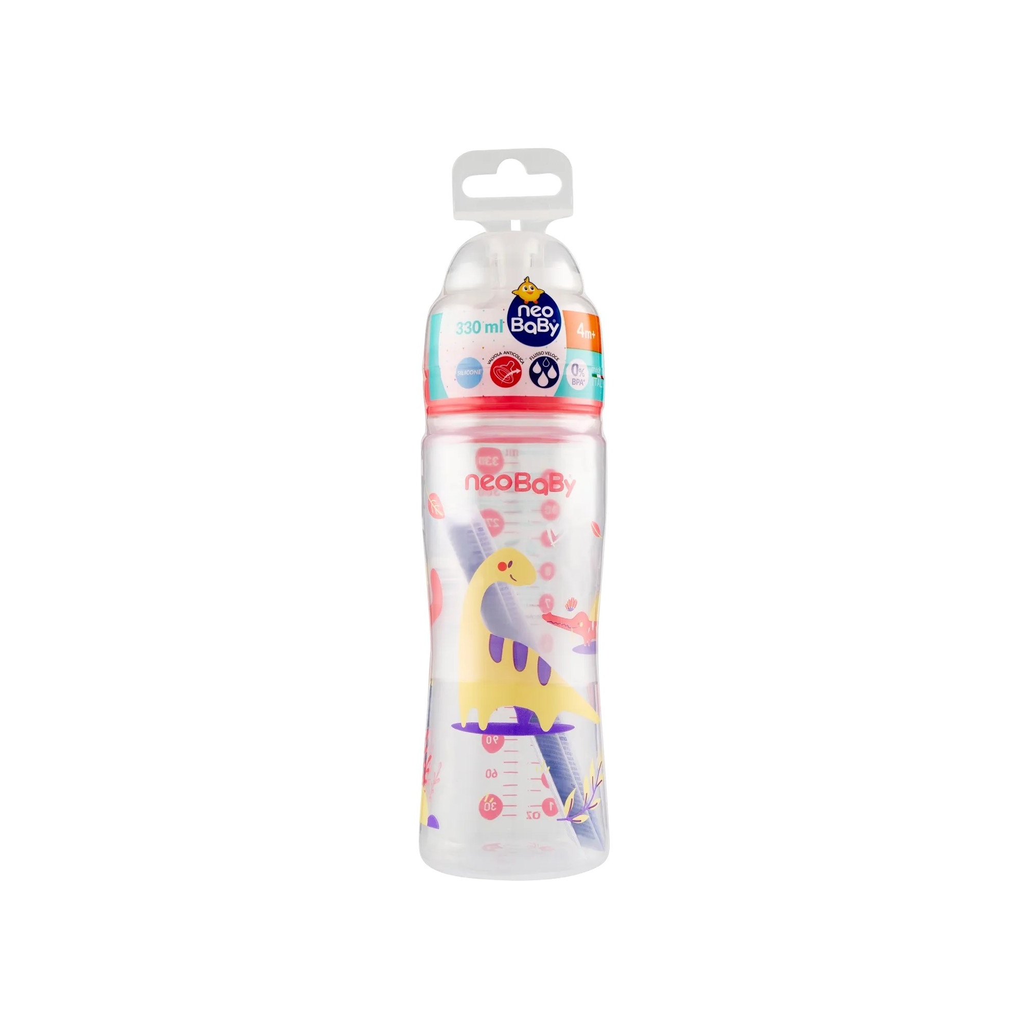 Biberon pp collo largo silicone 330ml - rosa - flusso veloce - neo baby - Neo Baby