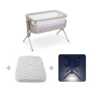 Chc-next2me armonia motherpearl + set lenzuola culla 2pz n2m panda + chc-nightlight accessory for n2m - 