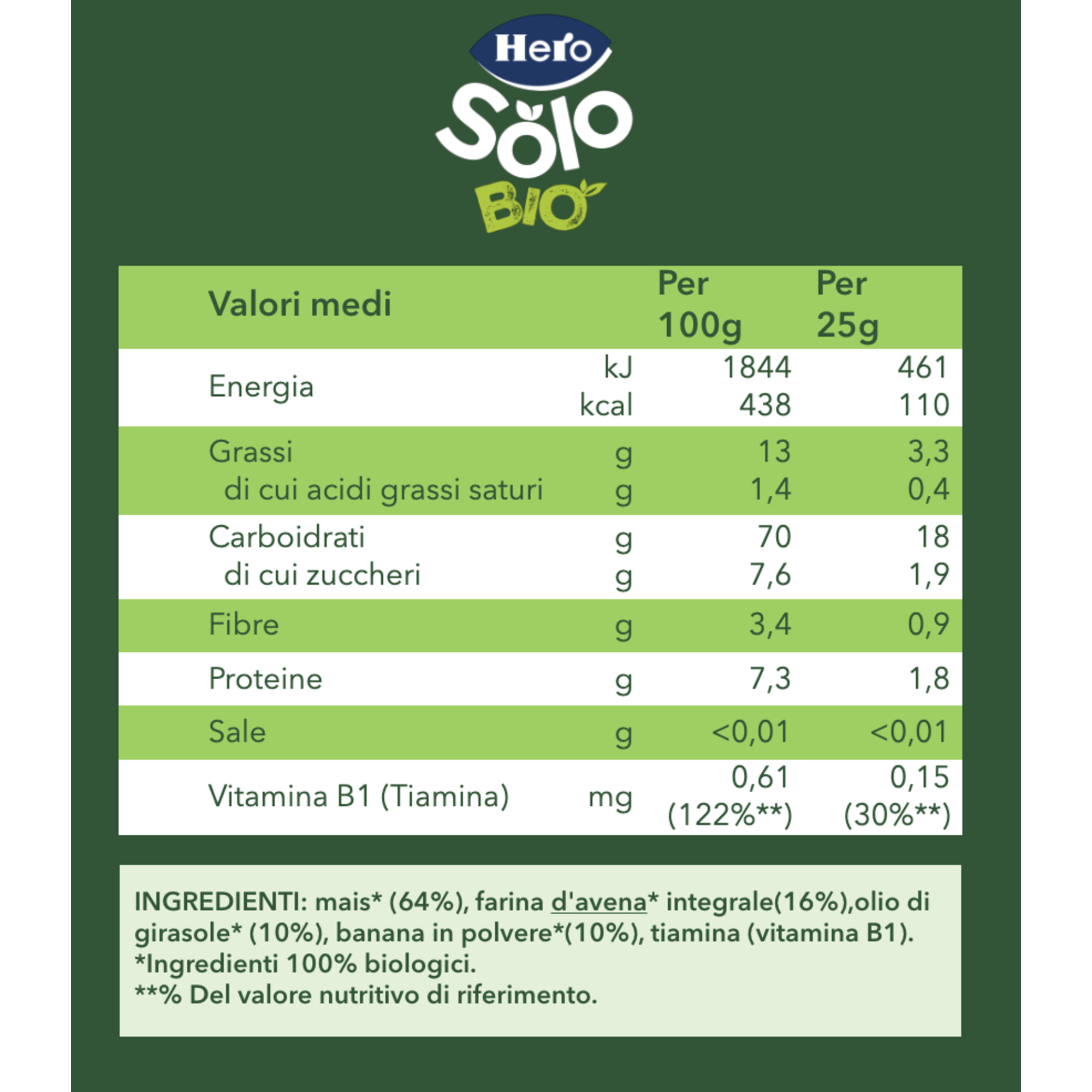 Solo snack puff avena banana 25g - hero - Hero