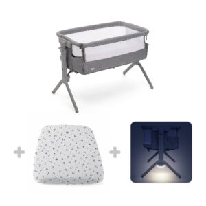 Chc-next2me armonia steel + set lenzuola culla 2pz n2m panda + chc-nightlight accessory for n2m - 