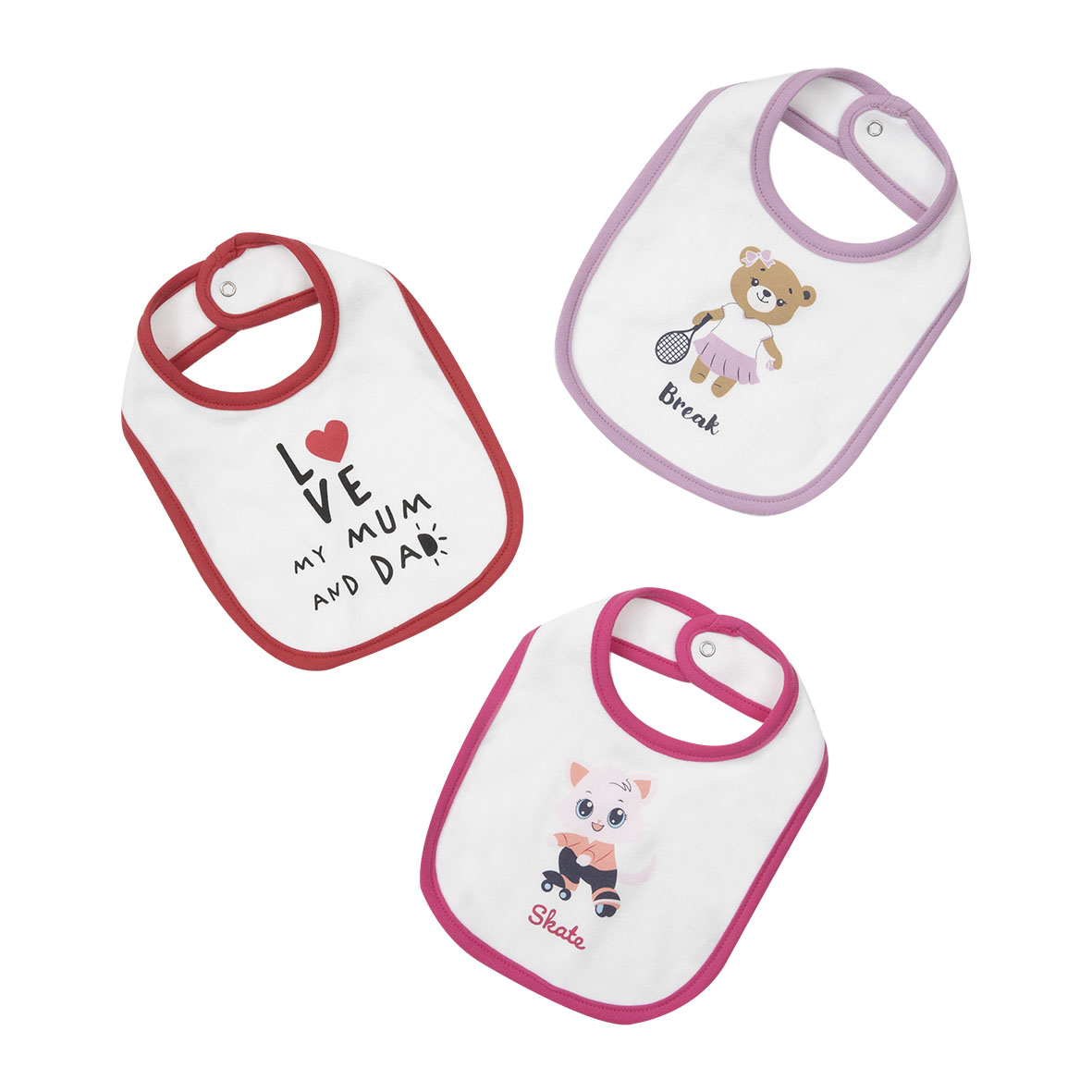 Set 3 bavaglini bimbo con clip - Mawi