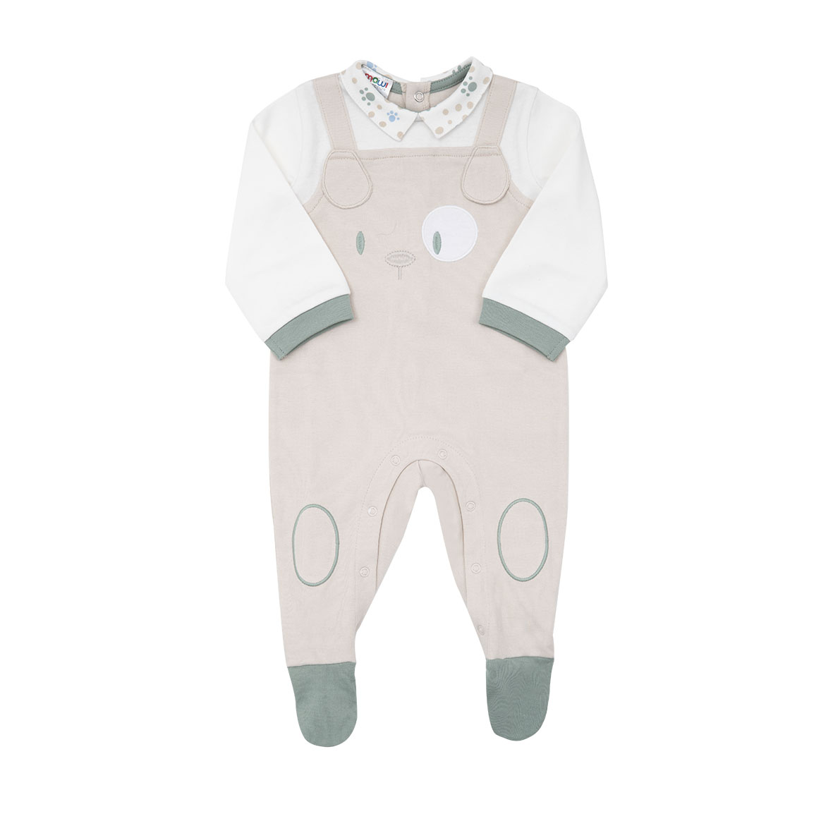 Tutina interlock bimbo finta salopette beige - Mawi