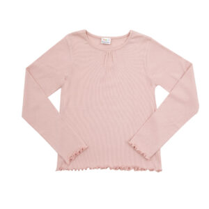 T-shirt basic manica lunga bimba rosa costina - Mawi