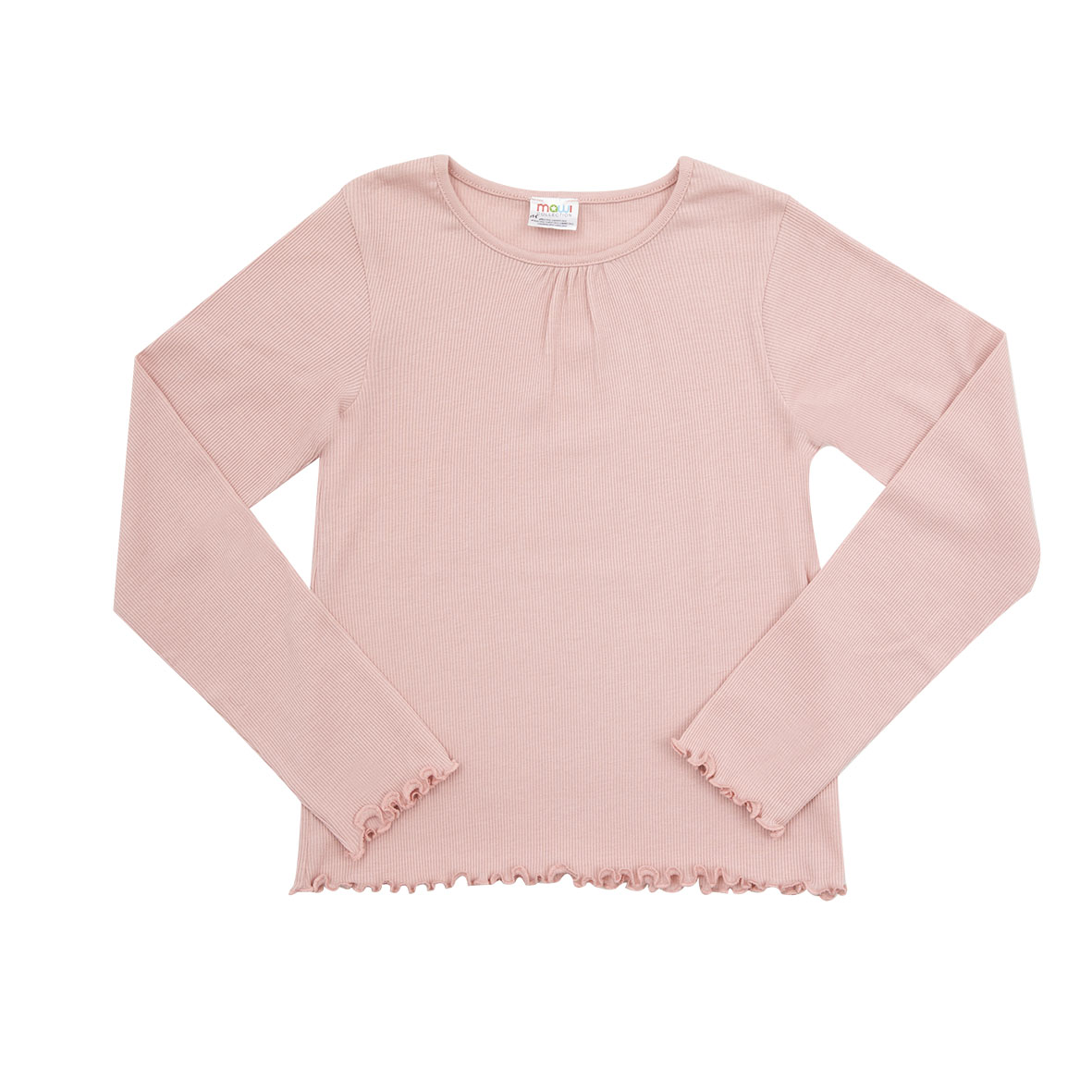 T-shirt basic manica lunga bimba rosa costina - Mawi