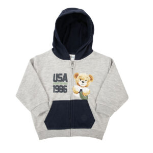 Felpa zip bimba grigio/blu stampata - Mawi