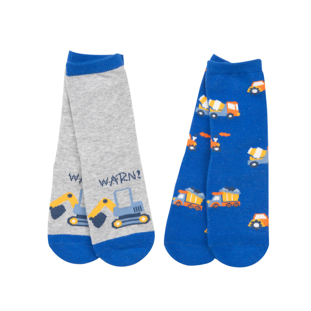 Set 2 paia di calze antiscivolo bimbo "ruspa blu" - Mawi