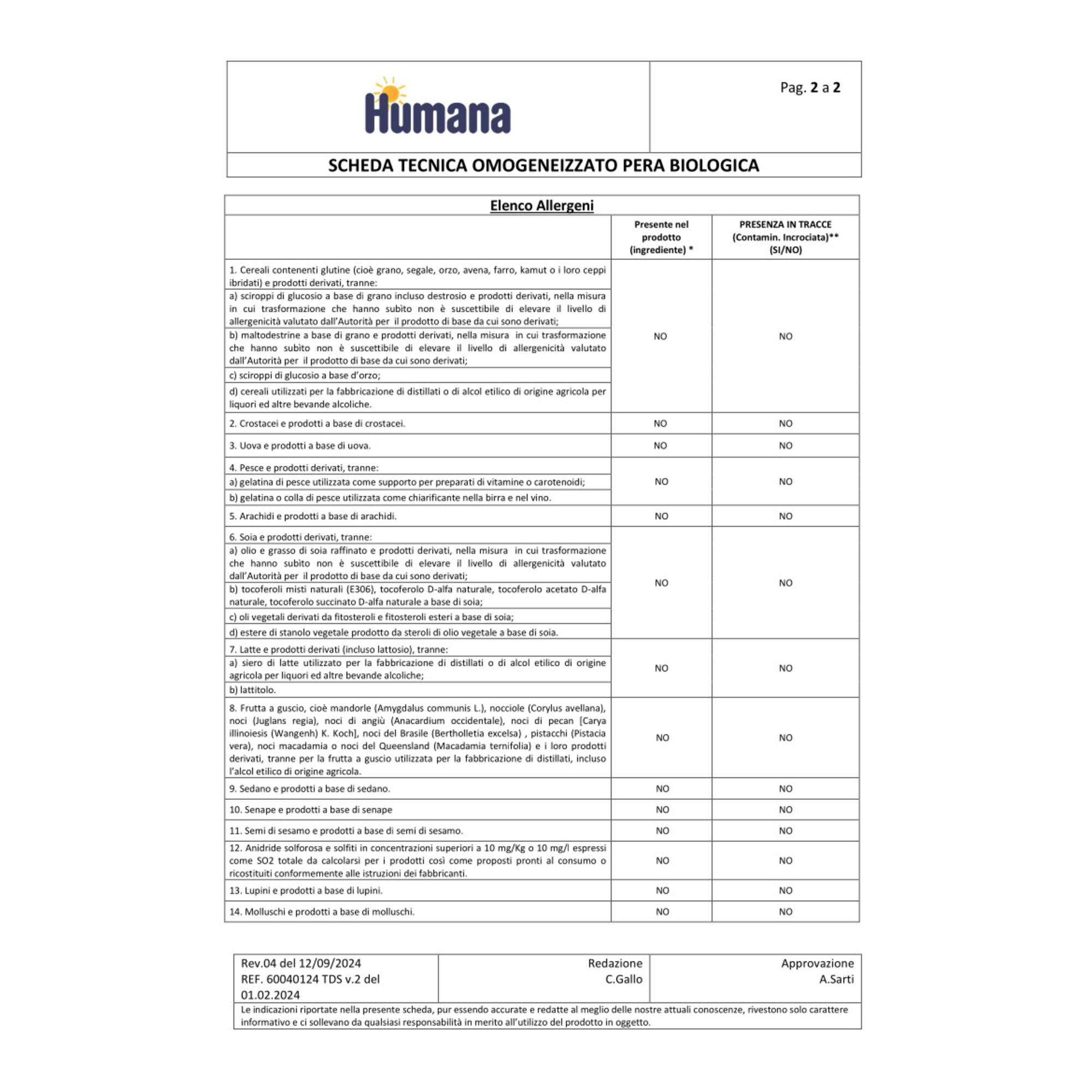 Omogeneizzato biologico  pera 4x100g - humana - Humana
