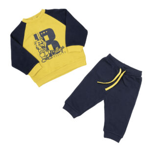 Set 2 pezzi felpa + pantalone bimbo blu/giallo - Mawi