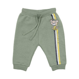 Pantalone french terry bimbo verde stampato - Mawi
