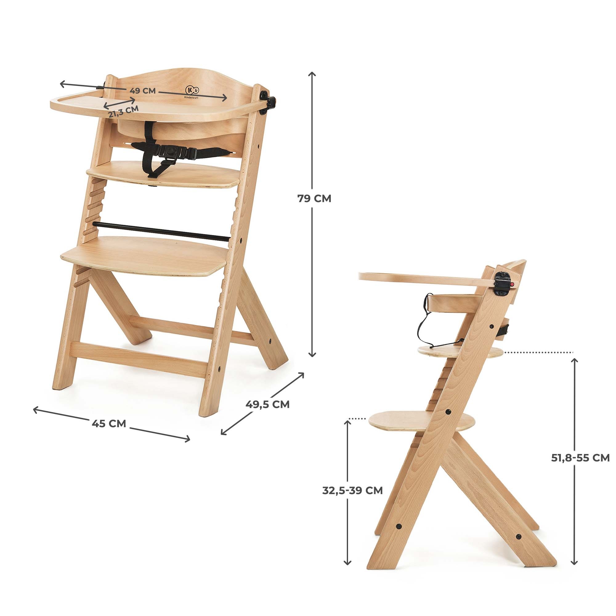 Seggiolone pappa enock natural wood - kinderkraft - KinderKraft