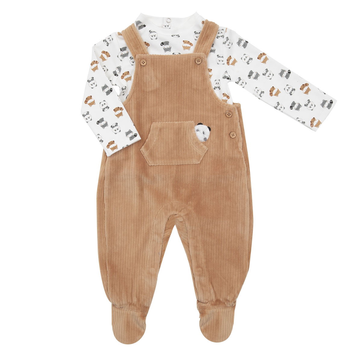 Barboteuse ciniglia marrone da bambino con top interlock - Mawi