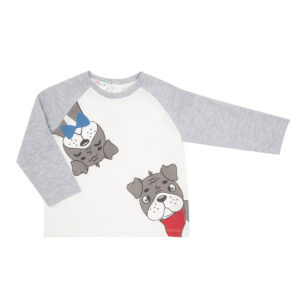 T-shirt maniche lunghe bimbo grigio/panna stampata - Mawi