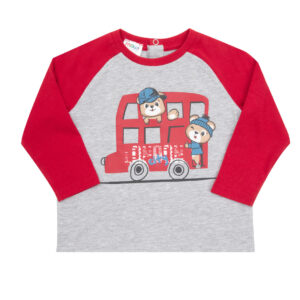 T-shirt maniche lunghe bimbo grigio/rosso stampata - Mawi