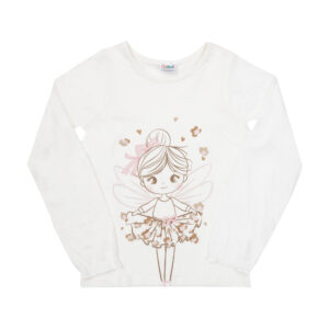 Maglia jersey manica lunga bimba bianca stampata - Mawi