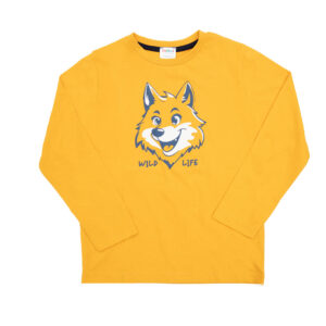 Maglia maniche lunghe bimbo gialla stampata - Mawi