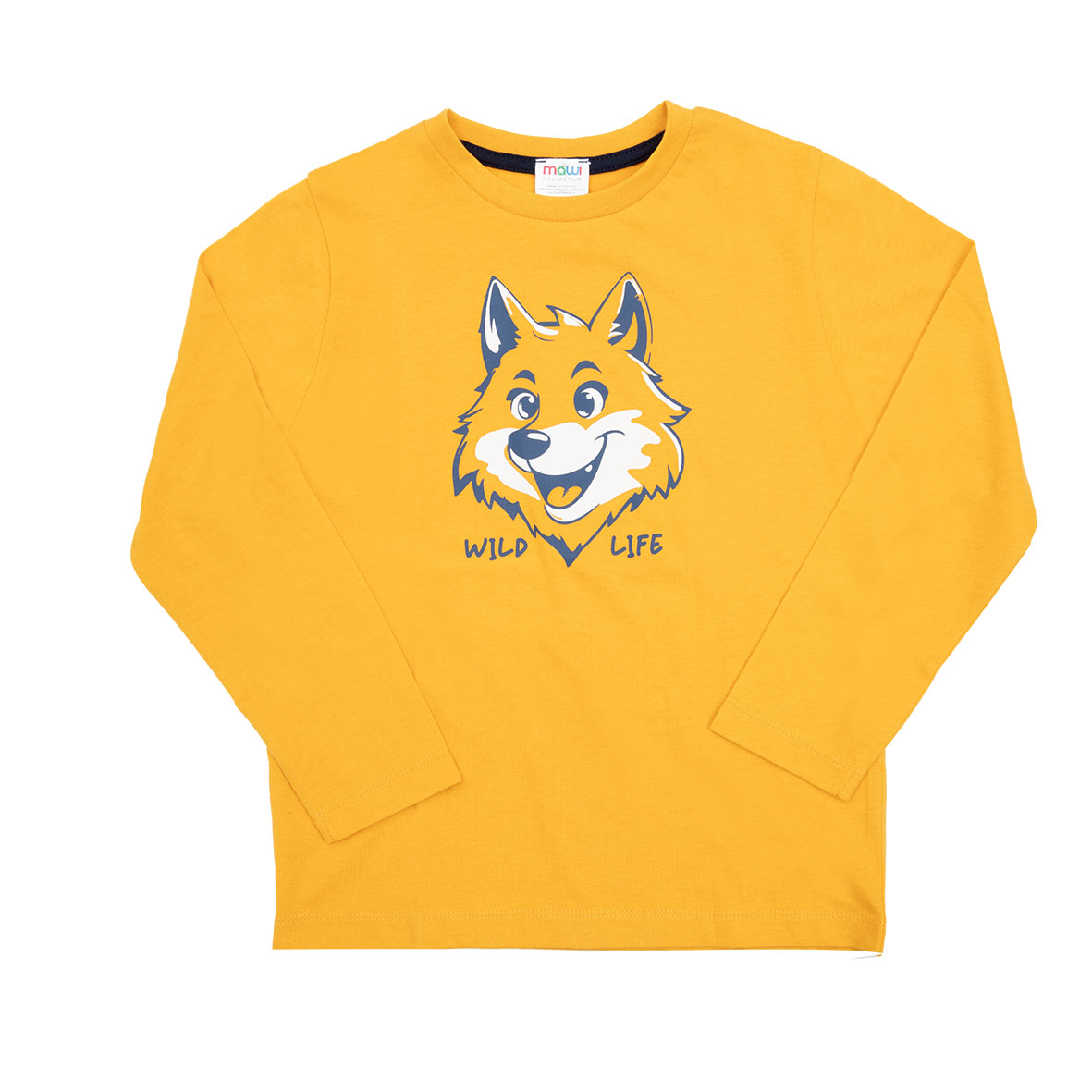 Maglia maniche lunghe bimbo gialla stampata - Mawi