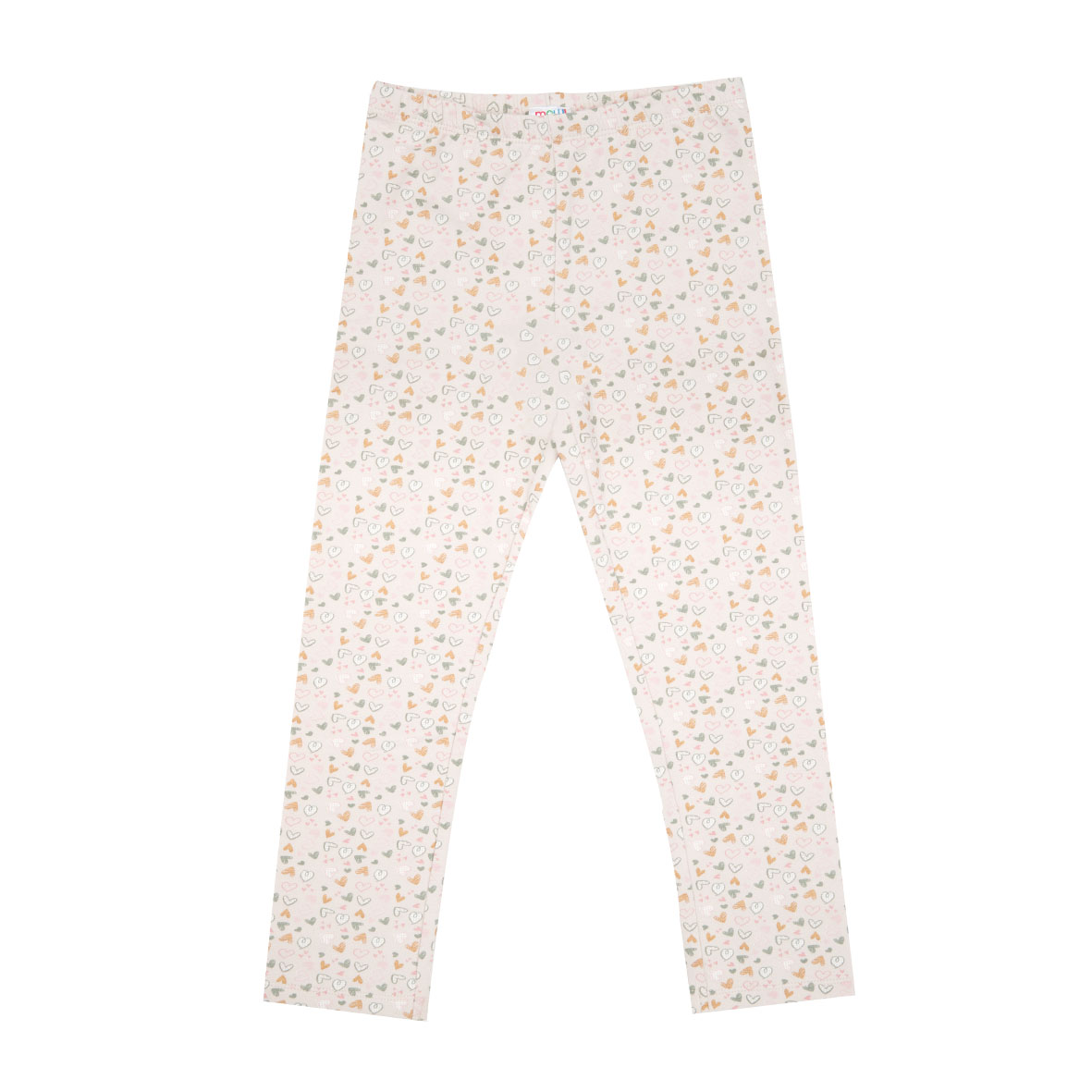 Legging stretch bimba beige stampa "cuoricini" - Mawi