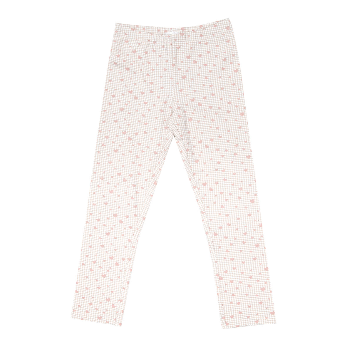 Legging stretch bimba beige trama a quadri stampati - Mawi