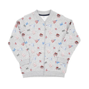 Felpa con zip bimbo grigia stampata - Mawi