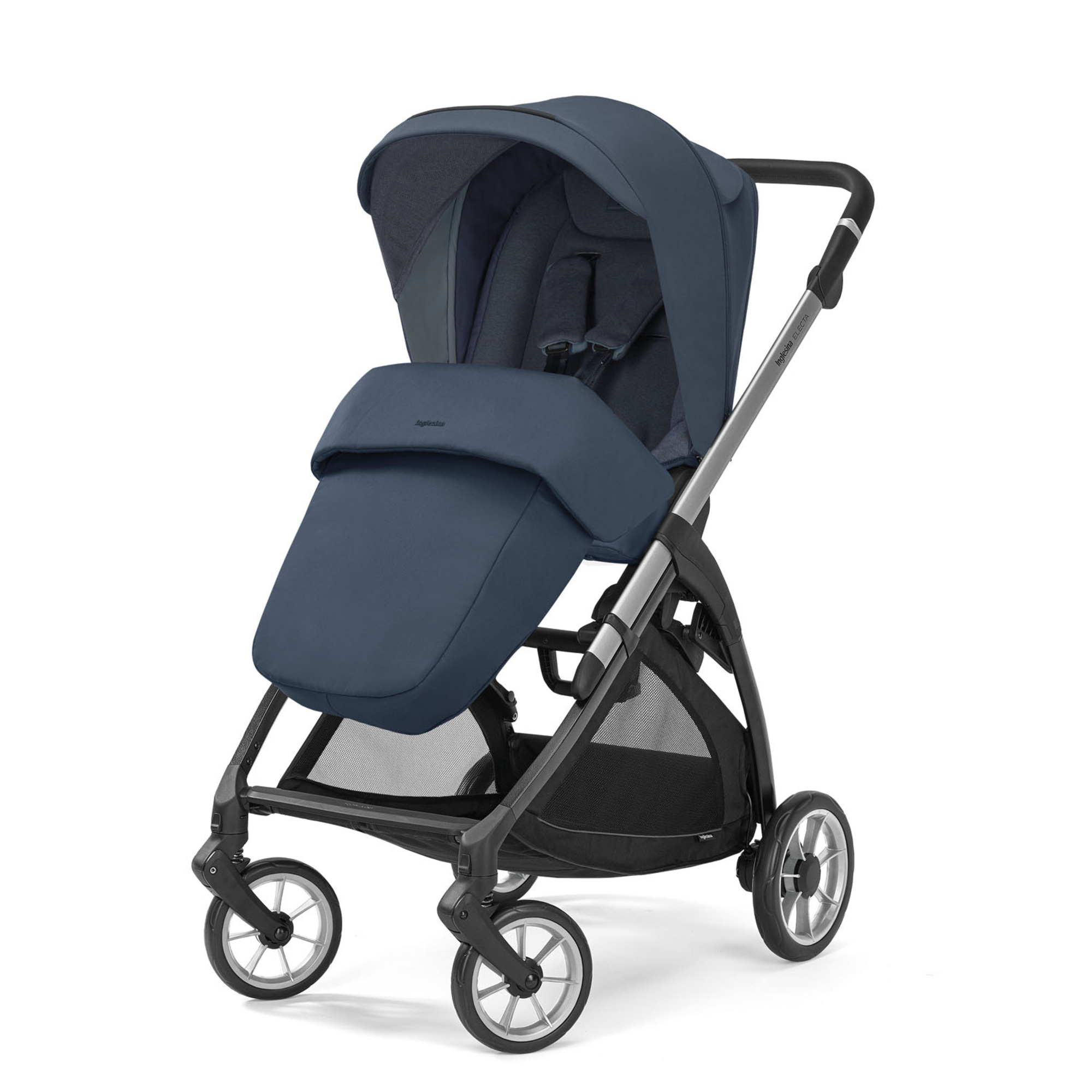 Electa system quattro colore hudson blue con telaio silver black e seggiolino darwin infant recline - inglesina - Inglesina
