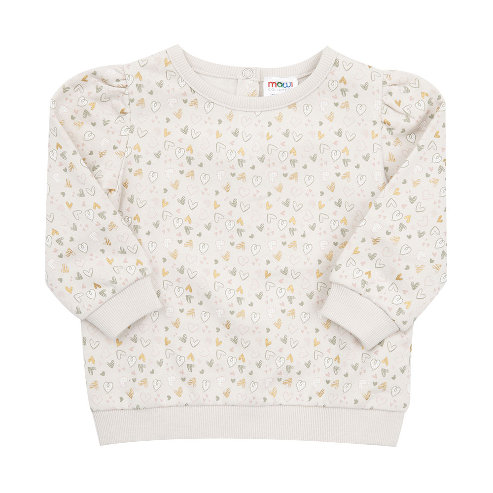 Felpa bimba beige stampa "cuoricini" - Mawi